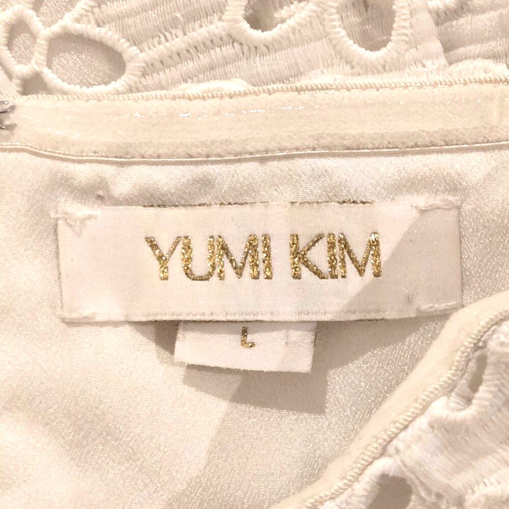 Yumi Kim White XOXO Eyelet Strapless Fit & Flare Midi Dress - Size L Sweetheart - Picture 8 of 10